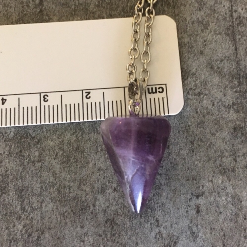 Natural Amethyst & silver toned alloy necklace - Picture 7 of 7
